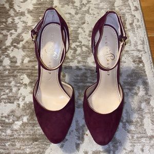 Maroon Platform Closed-Toe Heels